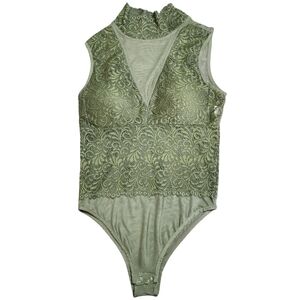 Kathy Green Lace Bodysuit – Lightly Padded – Size Small